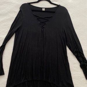 Black shirt with open neckline